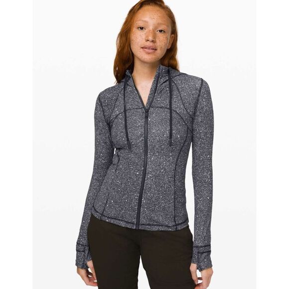 Lululemon Hooded Define Jacket *Nulu Luminesce Splatter White Black size 12 - Picture 1 of 11